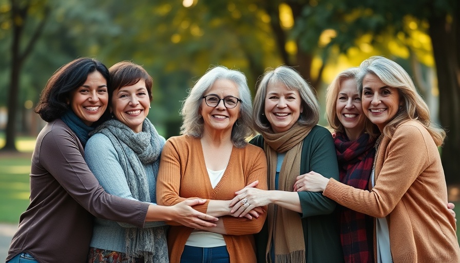 Diverse women embracing in park, highlighting menopause changes.