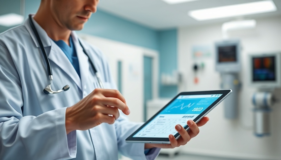 Healthcare professional accessing electronic health information on a tablet.