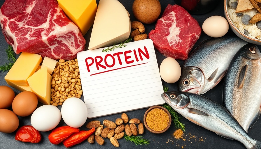 Benefits of Protein: Variety of protein-rich foods displayed.
