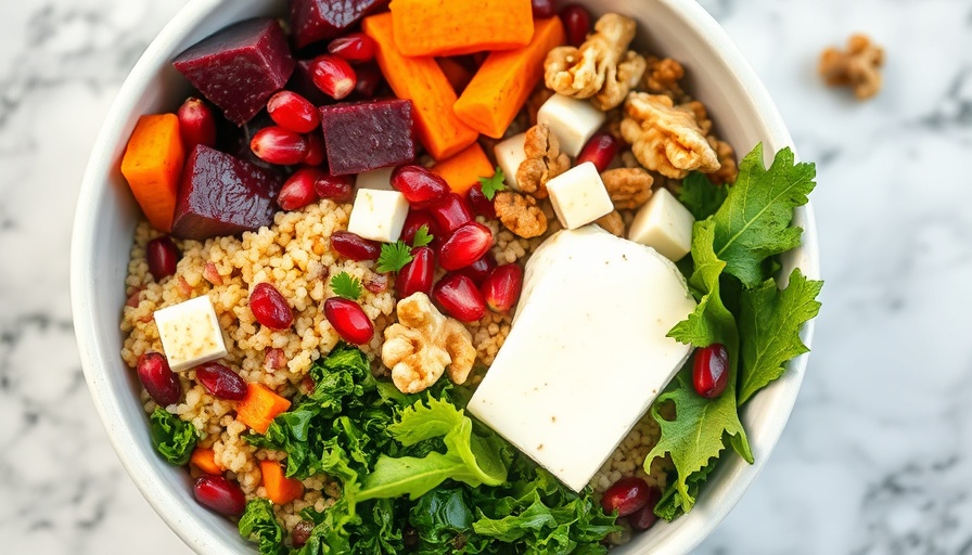 Colorful viral JSHealth recipes bowl with quinoa, kale, beets, and pomegranate.