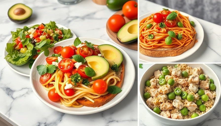 Healthy dishes in a collage promoting sleep rituals for better sleep.