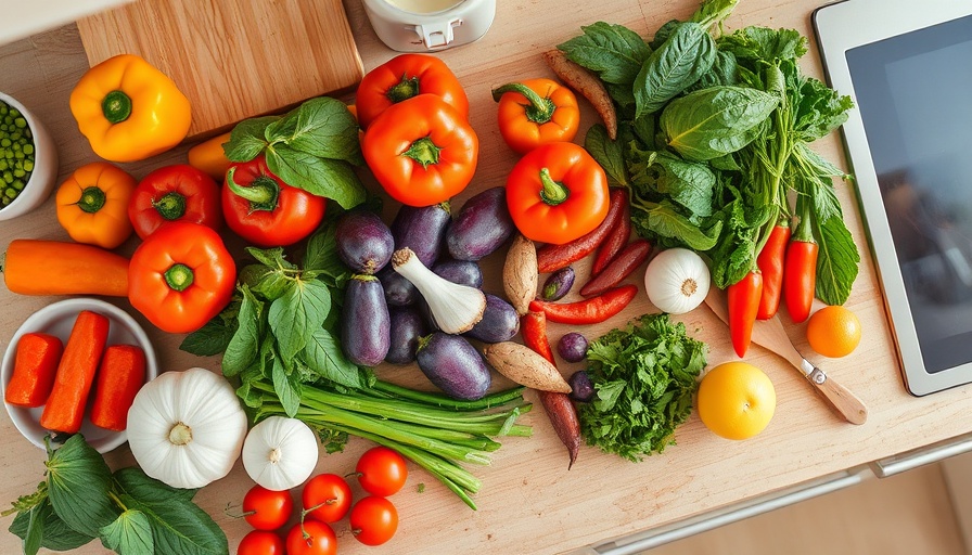 Colorful ingredients for one pan recipes on a kitchen counter.