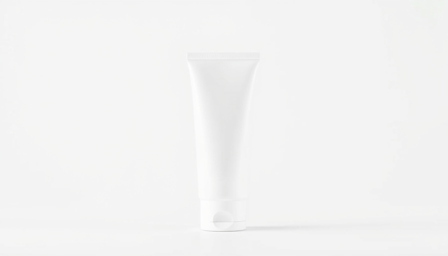 Minimalist sunscreen bottle on white background for sunscreens for darker skin.