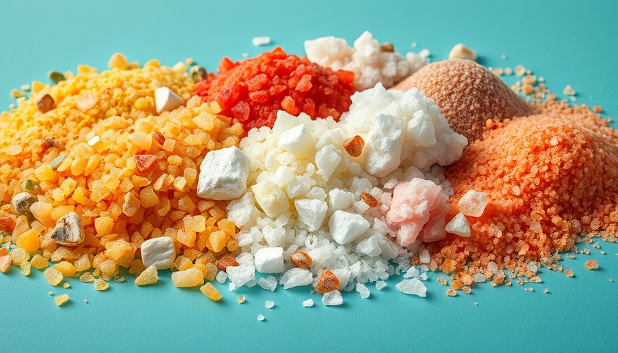 Colorful salt varieties illustrating the importance of salt in diet.