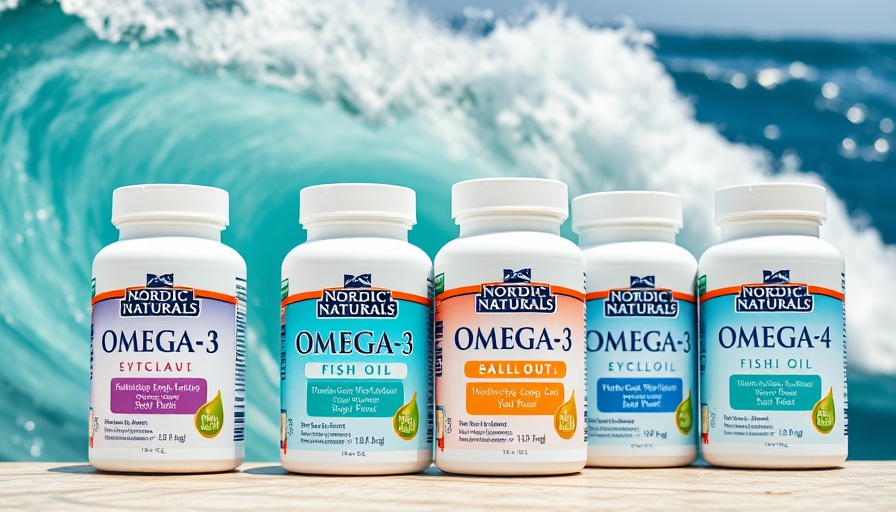 Nordic Naturals omega-3 supplements displayed with ocean background, highlighting omega-3 benefits and environmental health.