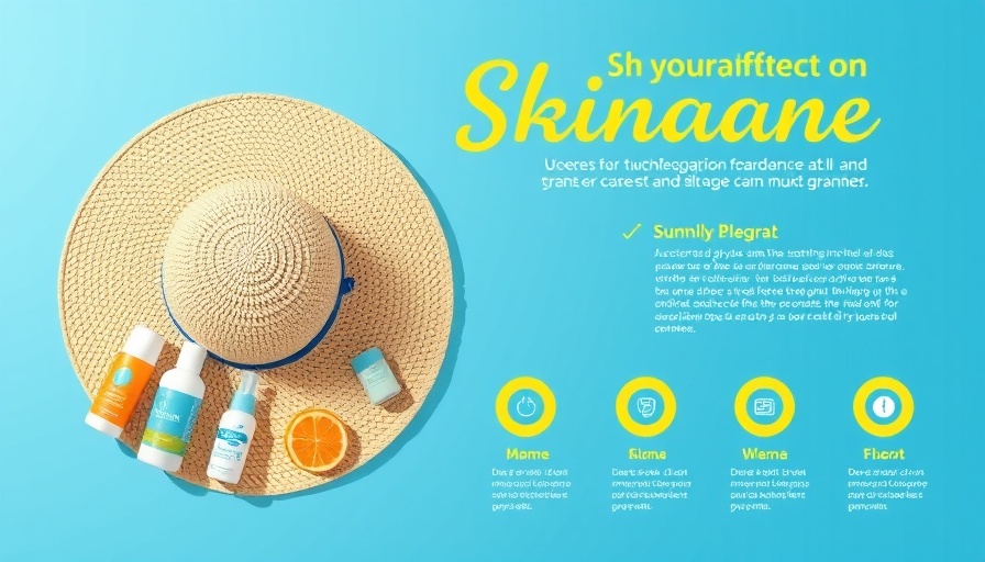 Skincare as You Age infographic with sunhat, sunscreen, and more.