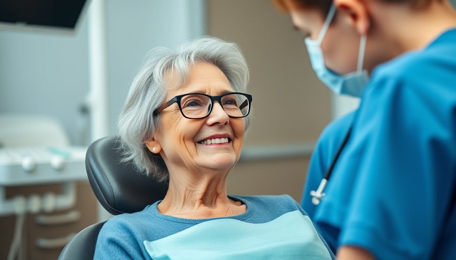 Elderly woman in dental chair consulting with orthodontist for Omaha orthodontics.