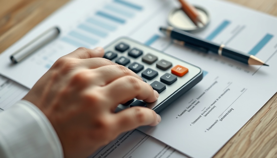 Close-up of hand using calculator for financial planning.