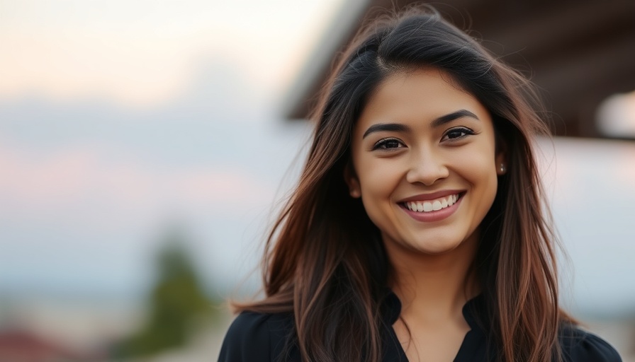 Young woman smiling outdoors, women's health telehealth innovation focus.