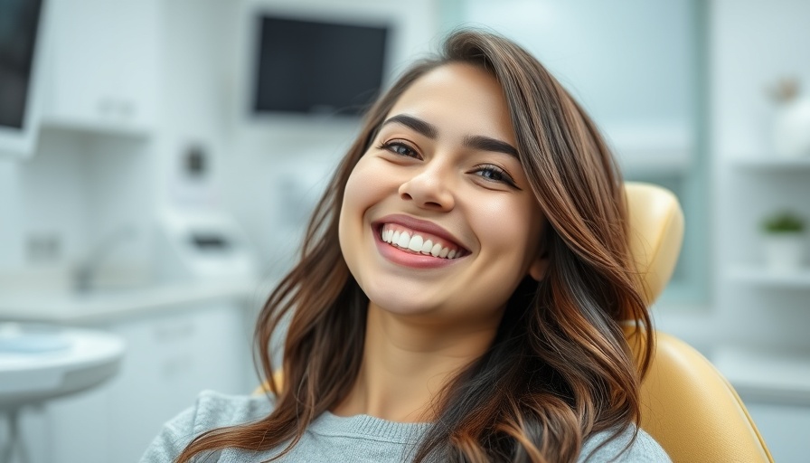 Relaxing woman in orthodontic office promoting virtual tours.