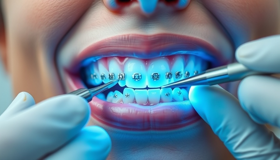 Close-up of orthodontic procedure with braces; Orthodontic Emergencies