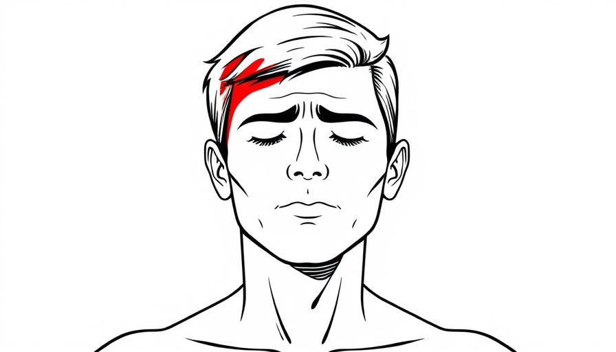 Cervicogenic headache pain illustration with red highlights