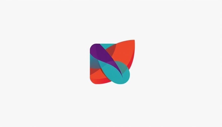 Digital news app logo with colorful abstract shapes.
