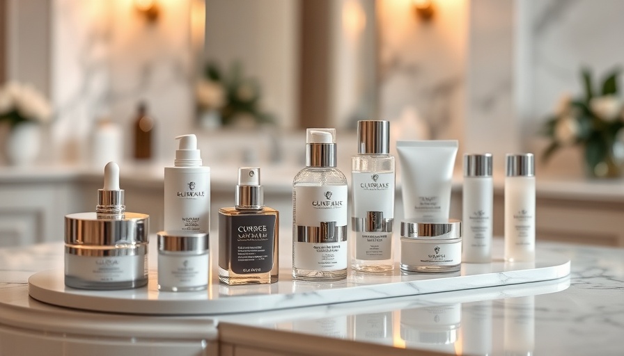 Luxurious skincare essentials on marble surface.