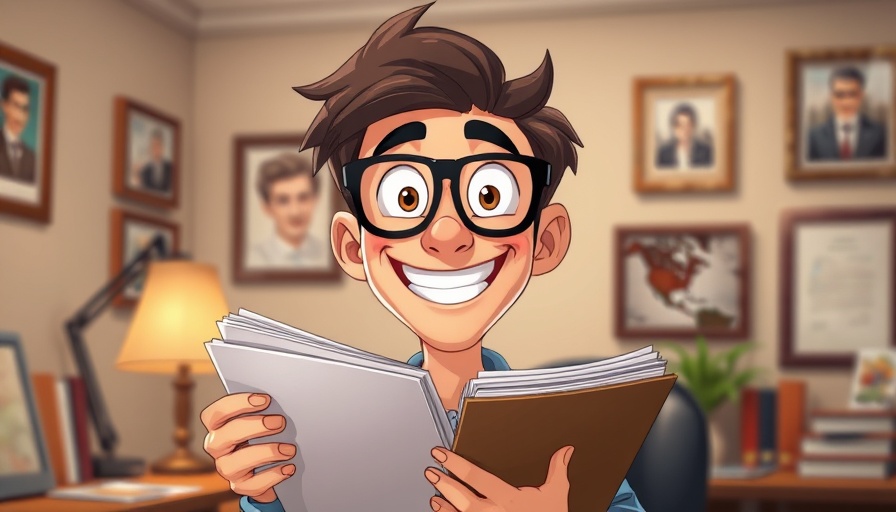 Cheerful animated man in office reviewing documents, Chiropractic Adjust
