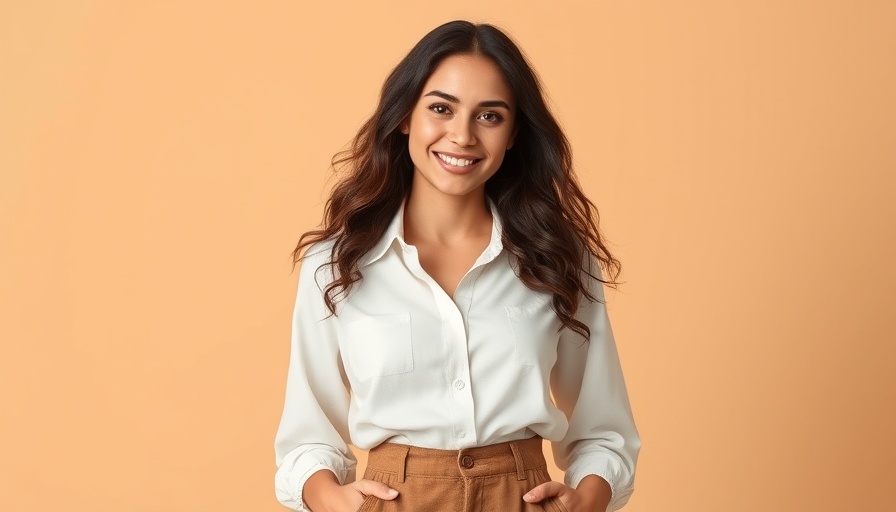 Smiling woman promoting collagen banking in your 30s with confident expression.