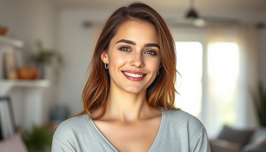 Confident woman in bright room promoting how to regrow your hair.