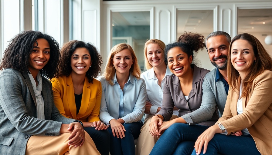 Group of professionals discussing transition from NHS to aesthetics in modern office.