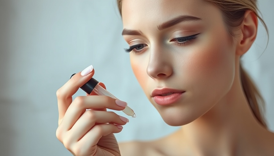 Young woman applying serum with dropper, skincare routine.