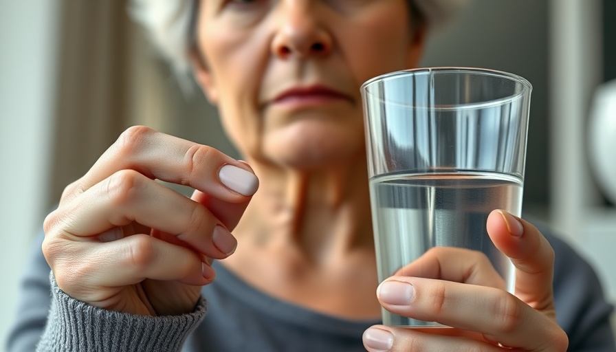 Woman taking medication as part of menopause treatments in Australia.