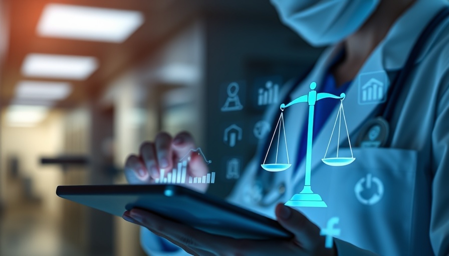 Professional using tablet with legal icons, TGA Advertising Rules Compliance concept.