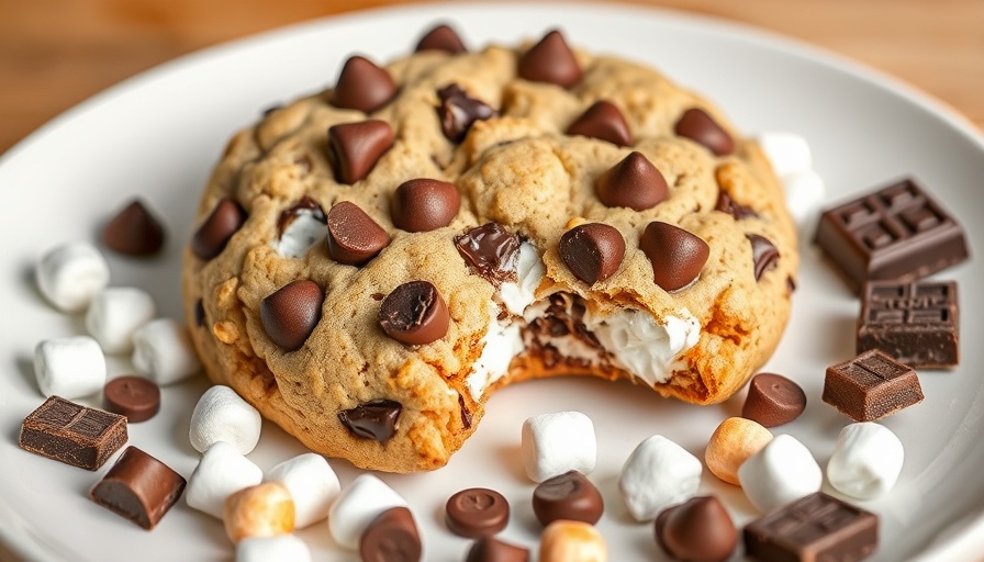 Peanut Butter Crunch S’mores Cookies with chocolate chips and marshmallows.