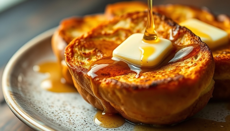 Golden crispy French toast bites topped with butter and syrup.