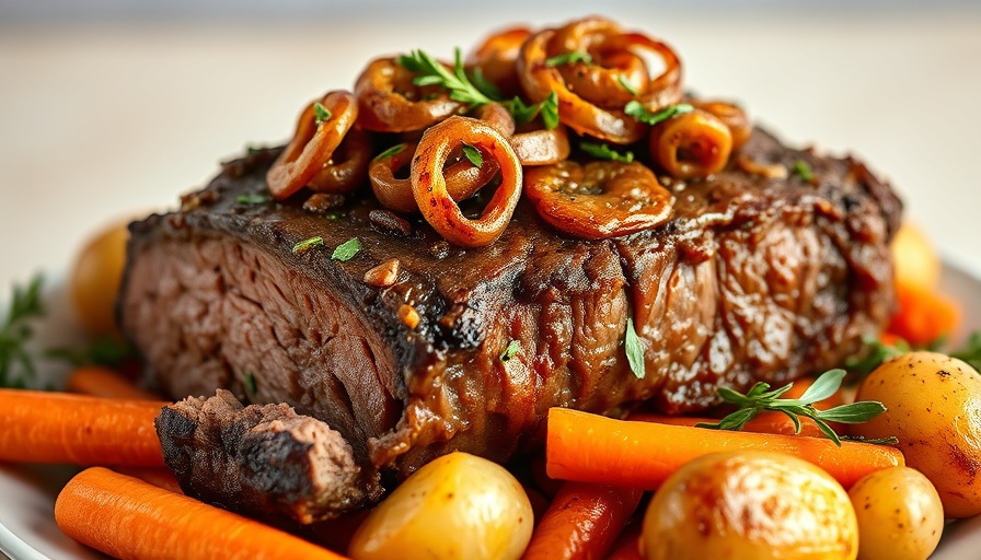 Delicious Passover brisket recipe with onions and herbs.