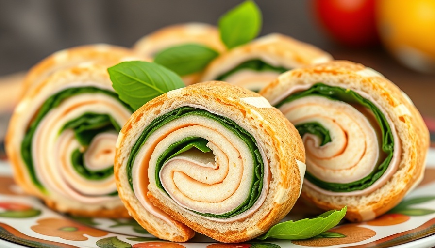 Pinwheel Sandwiches Recipe featuring turkey, cheese, and spinach.