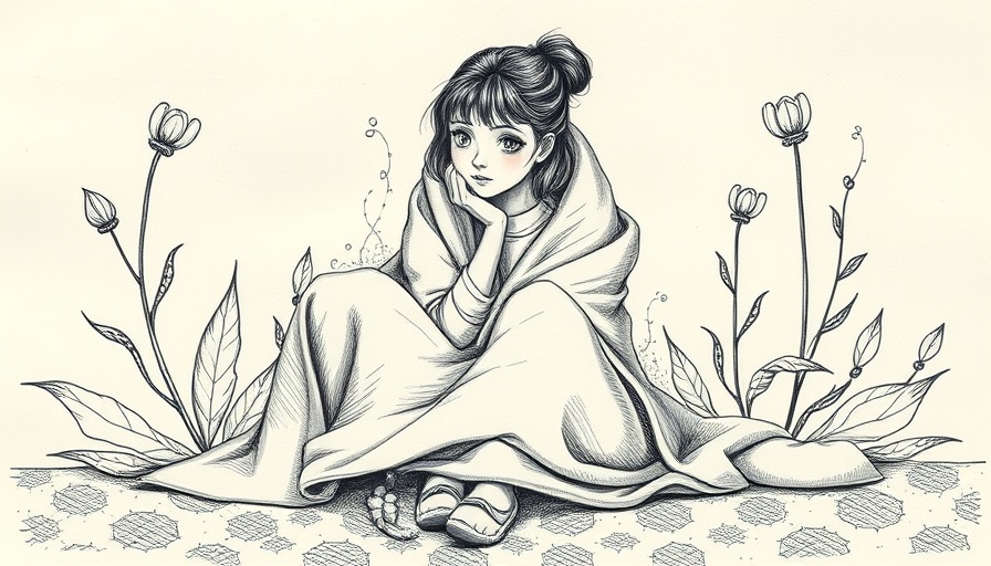 Introspective woman avoiding painful emotions in sketch art.