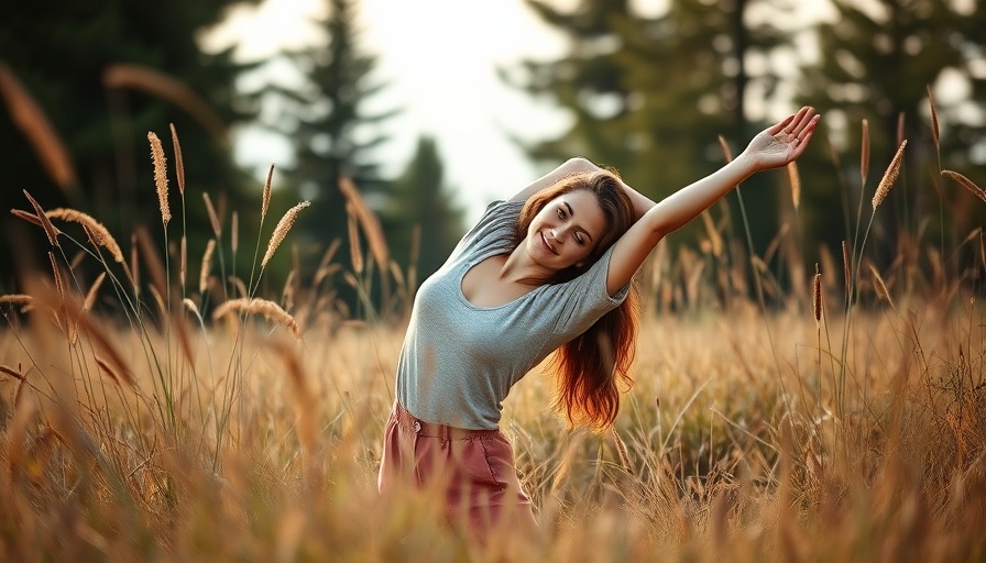 Woman stretching in nature, embracing benefits of grounding