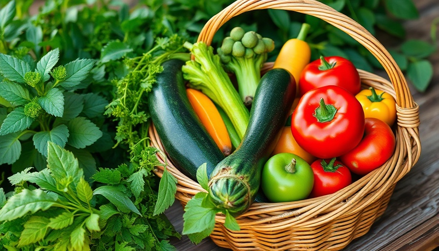 Healthy diet basket with vibrant fresh produce on a rustic table.