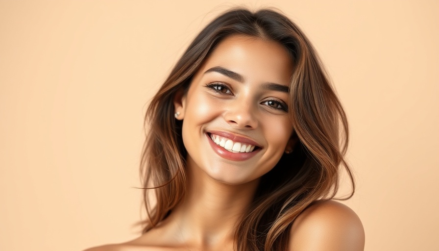 Young woman smiling with clear skin against a soft background, illustrating rosacea skincare tips.