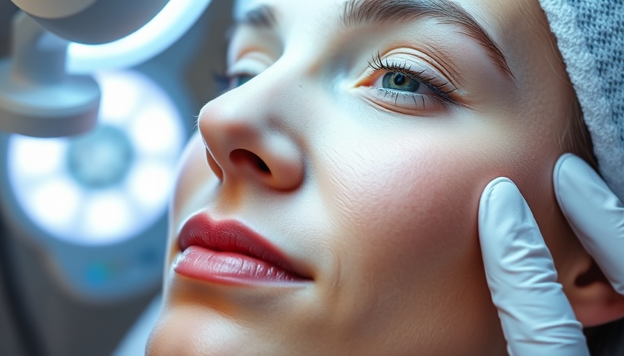Close-up of IPL photofacial treatment in a clinical setting.