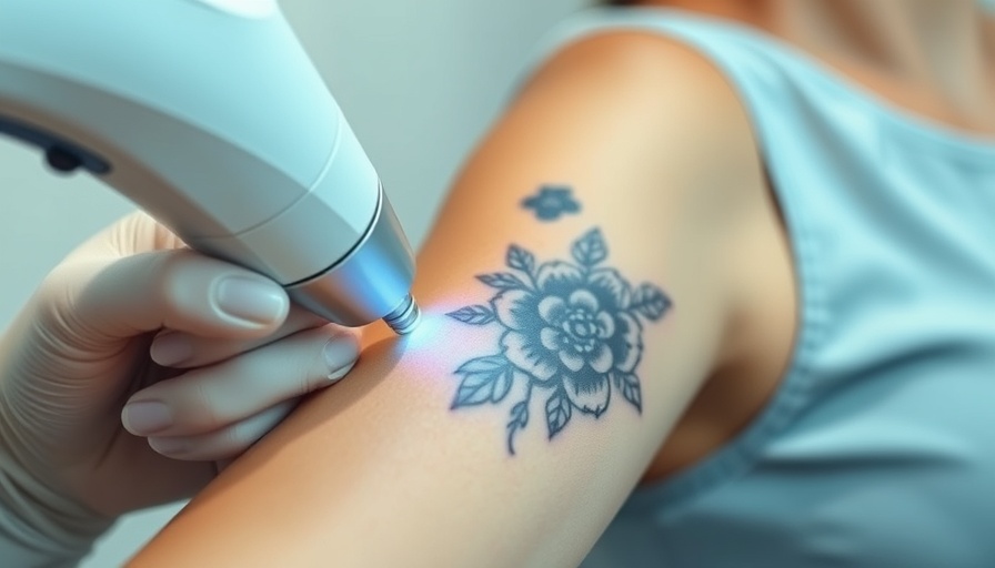 Laser tattoo removal on arm with floral tattoo in clinic setting