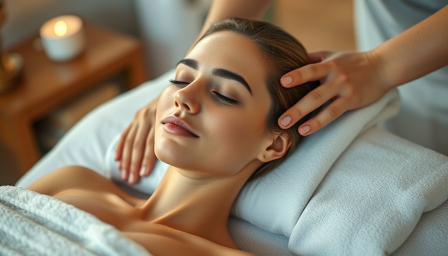 Relaxing massage therapy benefits, woman receiving shoulder massage in spa.