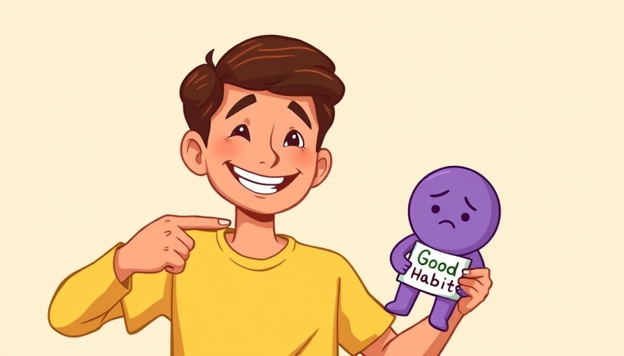 Cartoon image of choosing between bad and good habits for change.