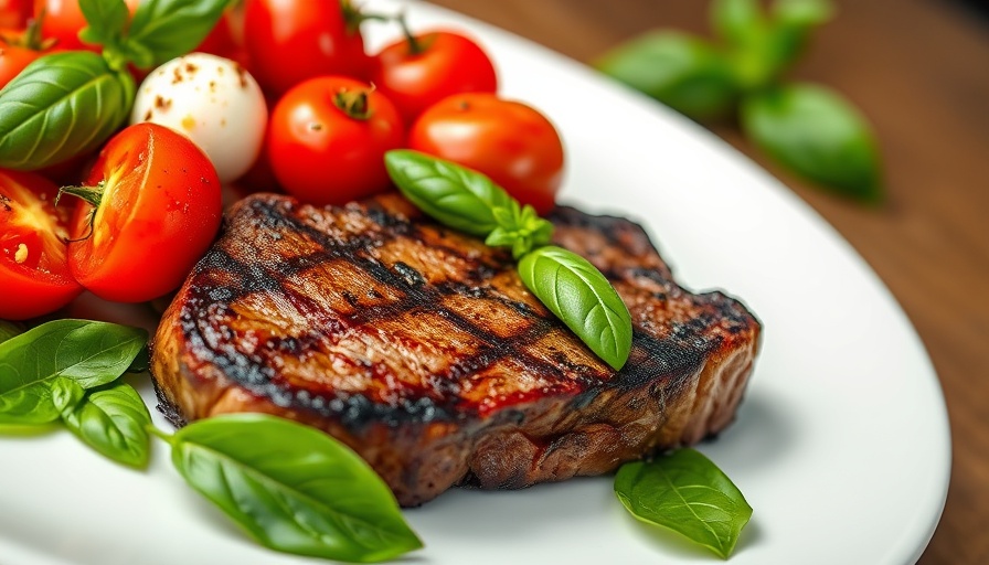 Seared Balsamic Steak Caprese with fresh caprese salad.