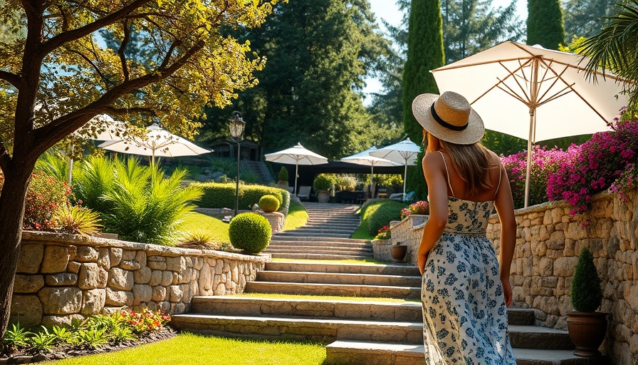 Elegant backyard landscaping ideas with stone steps and greenery.