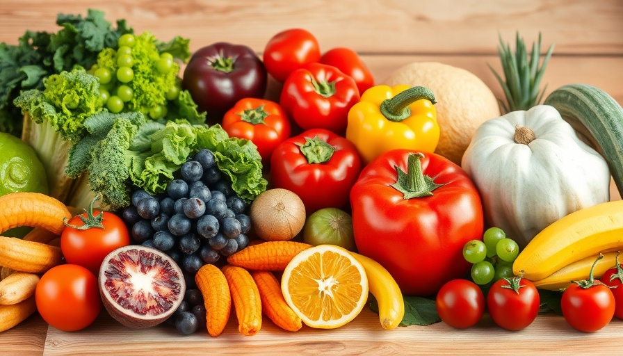 Healthy food choices to reduce heart disease risk - vibrant fruits and vegetables.