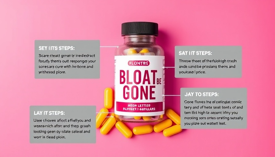 Supplement for foods causing bloating on a pink background.