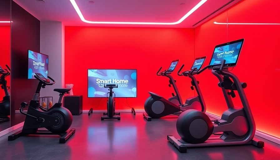 Smart home gym equipment review against a red background.