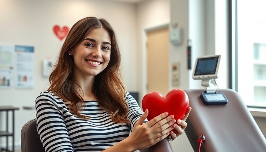 Relaxed woman donating blood holding a heart ball, Reiki for Donating Blood.
