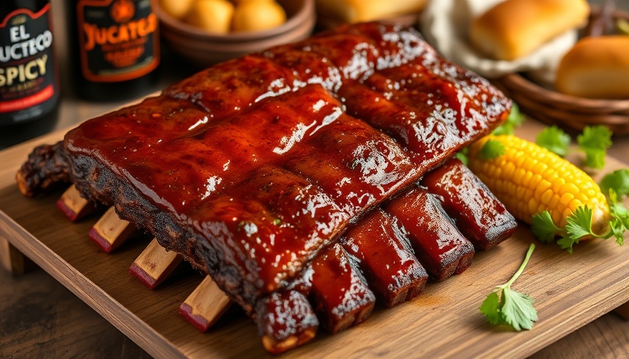 El Yucateco Spicy Black Label Reserve ribs with sides.