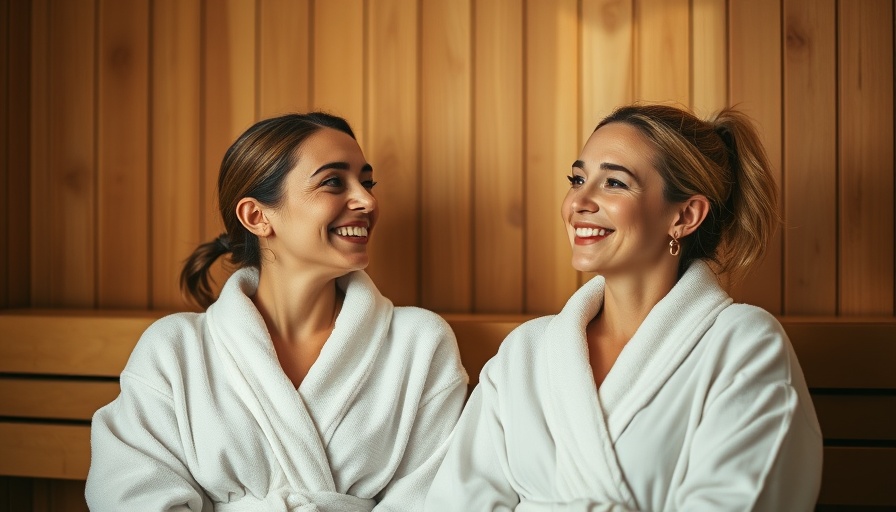 Two women enjoying sauna benefits in a cozy environment.
