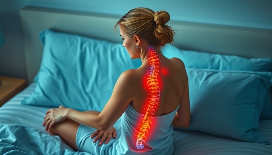 Woman with back pain in bed, showcasing pain management.