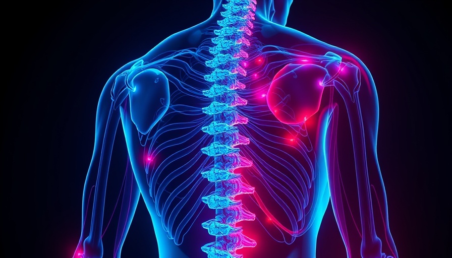 Illustration of overstimulated human spinal cord with glowing effect indicating spinal cord stimulator overstimulation.