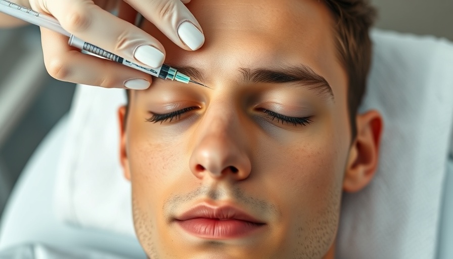 Young man receiving botox injection for migraines.