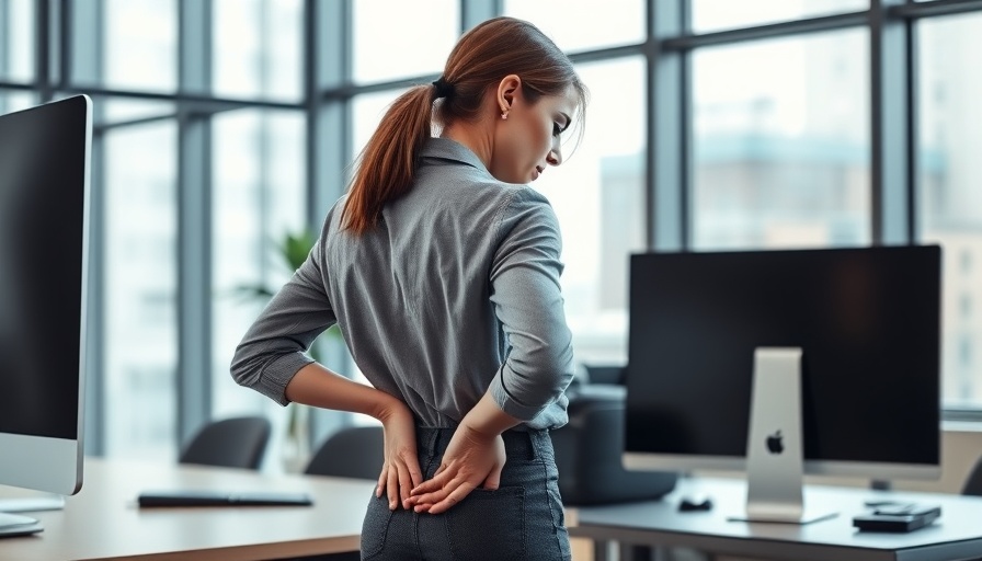 Professional woman experiences discomfort, illustrating pain prevention in an office.