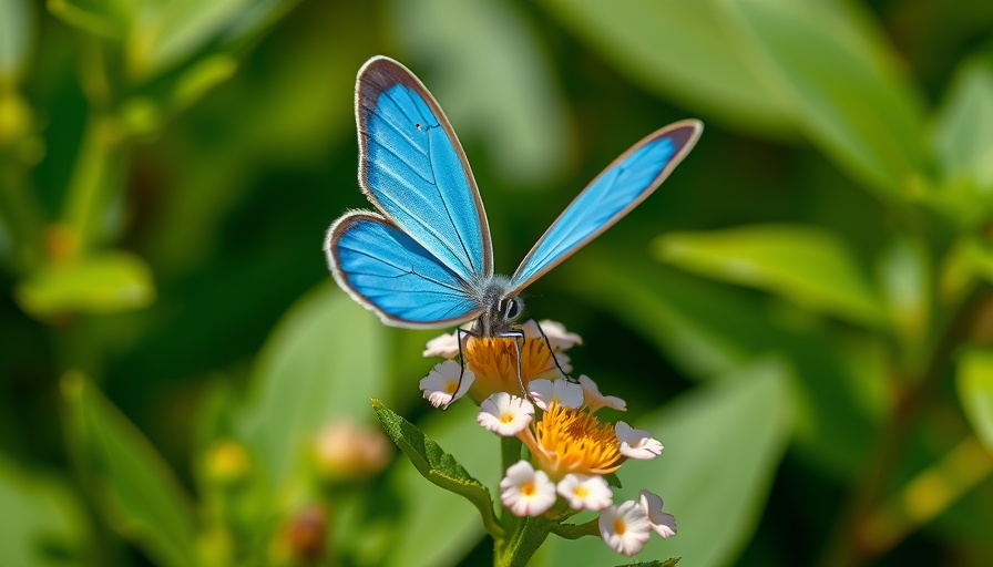 Butterfly in garden attracting pollinators, lush greenery.